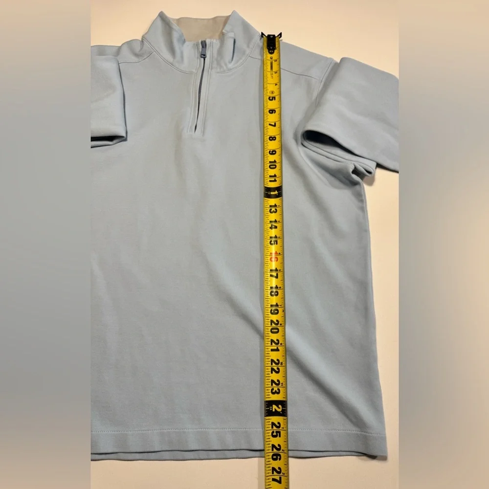 BONOBOS Men Size L Blue Quarter Zip Sweatshirt Long Sleeve Cotton Blend Slim Fit - Picture 6 of 7